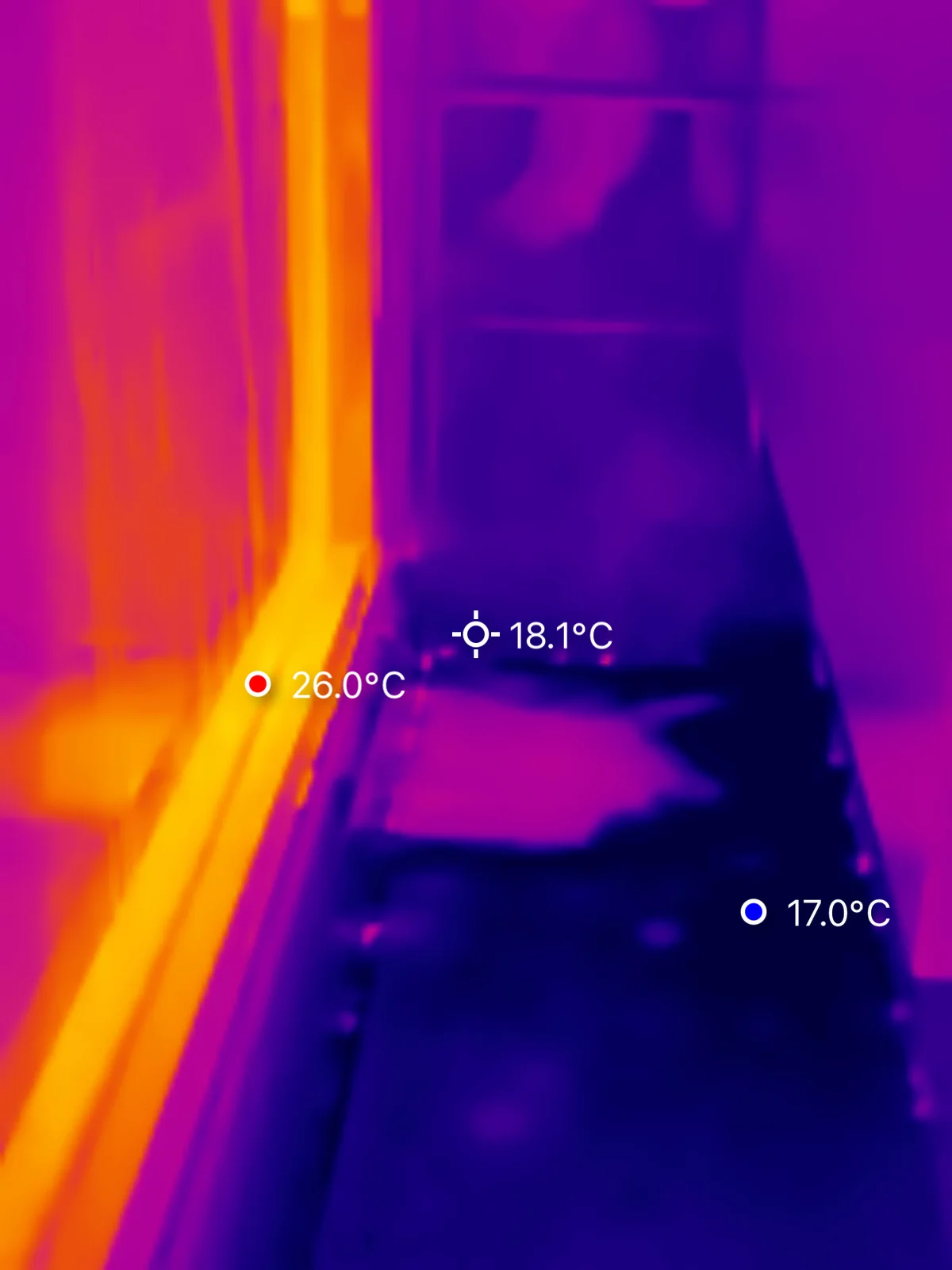 Infrared scan detecting hidden ceiling leak